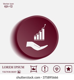Vector growing graph icon on the hand