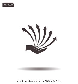 Vector growing graph icon on the hand
