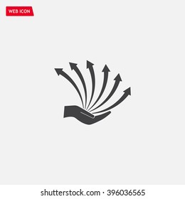 Vector growing graph icon on the hand
