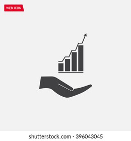 Vector growing graph icon on the hand