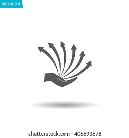 Vector growing graph icon on the hand