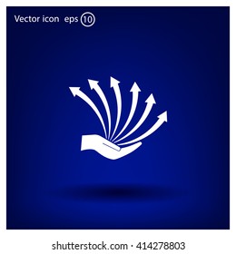 Vector growing graph icon on the hand