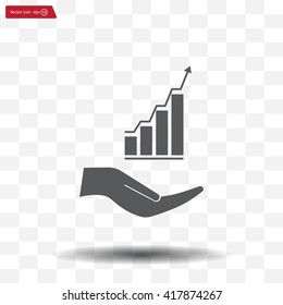 Vector growing graph icon on the hand
