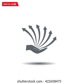 Vector growing graph icon on the hand