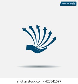 Vector growing graph icon on the hand
