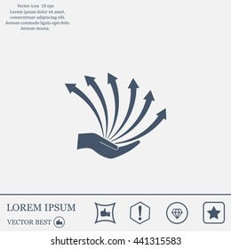 Vector growing graph icon on the hand