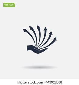 Vector growing graph icon on the hand