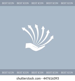 Vector growing graph icon on the hand