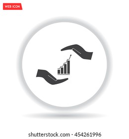 Vector growing graph icon on the hand