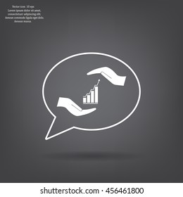 Vector growing graph icon on the hand