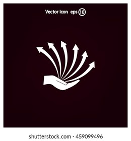 Vector growing graph icon on the hand