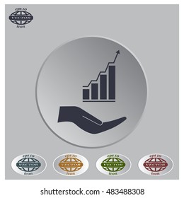 Vector growing graph icon on the hand