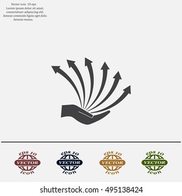 Vector growing graph icon on the hand