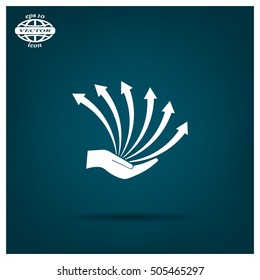 Vector growing graph icon on the hand