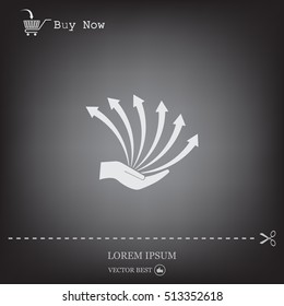 Vector growing graph icon on the hand