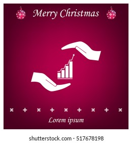 Vector growing graph icon on the hand