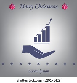 Vector growing graph icon on the hand