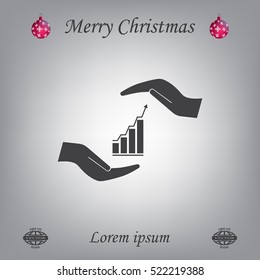 Vector growing graph icon on the hand
