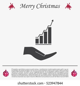 Vector growing graph icon on the hand