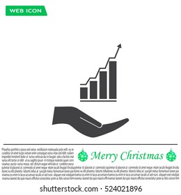 Vector growing graph icon on the hand