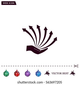 Vector growing graph icon on the hand
