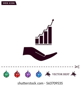 Vector growing graph icon on the hand