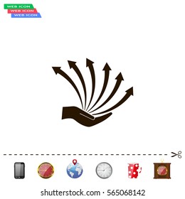 Vector growing graph icon on the hand