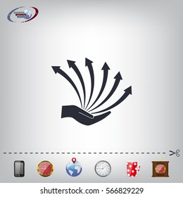 Vector growing graph icon on the hand