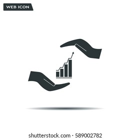 Vector growing graph icon on the hand