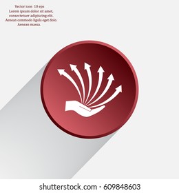 Vector growing graph icon on the hand