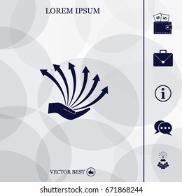 Vector growing graph icon on the hand