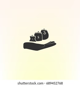 Vector growing graph icon on the hand