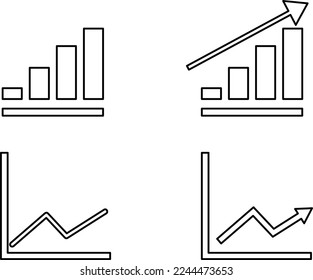Vector growing graph icon set on white background