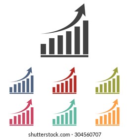 Vector growing graph icon set