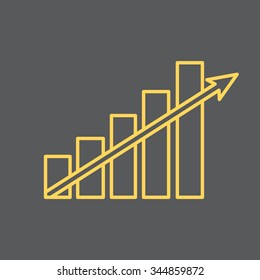 Vector growing graph line icon