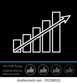 Vector growing graph line icon