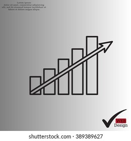 Vector growing graph line icon