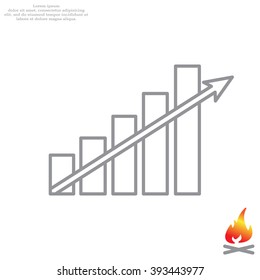 Vector growing graph line icon
