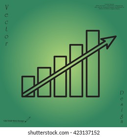 Vector growing graph line icon