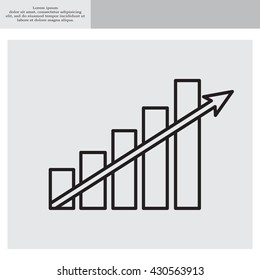 Vector growing graph line icon