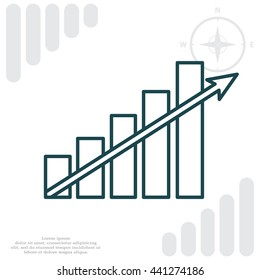 Vector growing graph line icon