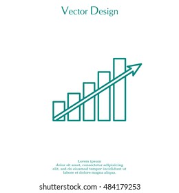 Vector growing graph line icon