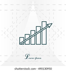 Vector growing graph line icon