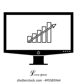 Vector growing graph line icon