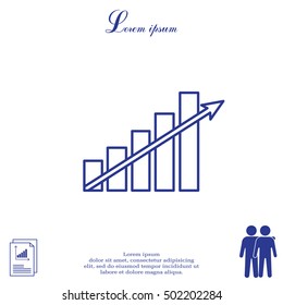 Vector growing graph line icon