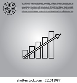 Vector growing graph line icon