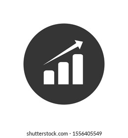 Vector growing graph white icon on gray