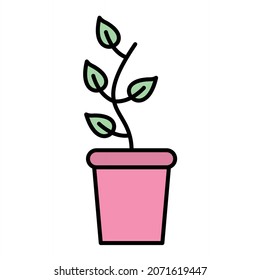 Vector Growing Plants Filled Outline Icon Design
