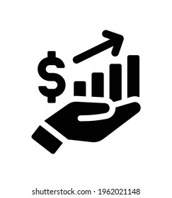 Vector growing profit finance graph icon on the hand.