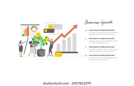 Vector growth arrows infographic, flat diagram, linear graph, presentation, up stairs chart. Business performance and success concept with options, parts, steps, processes.